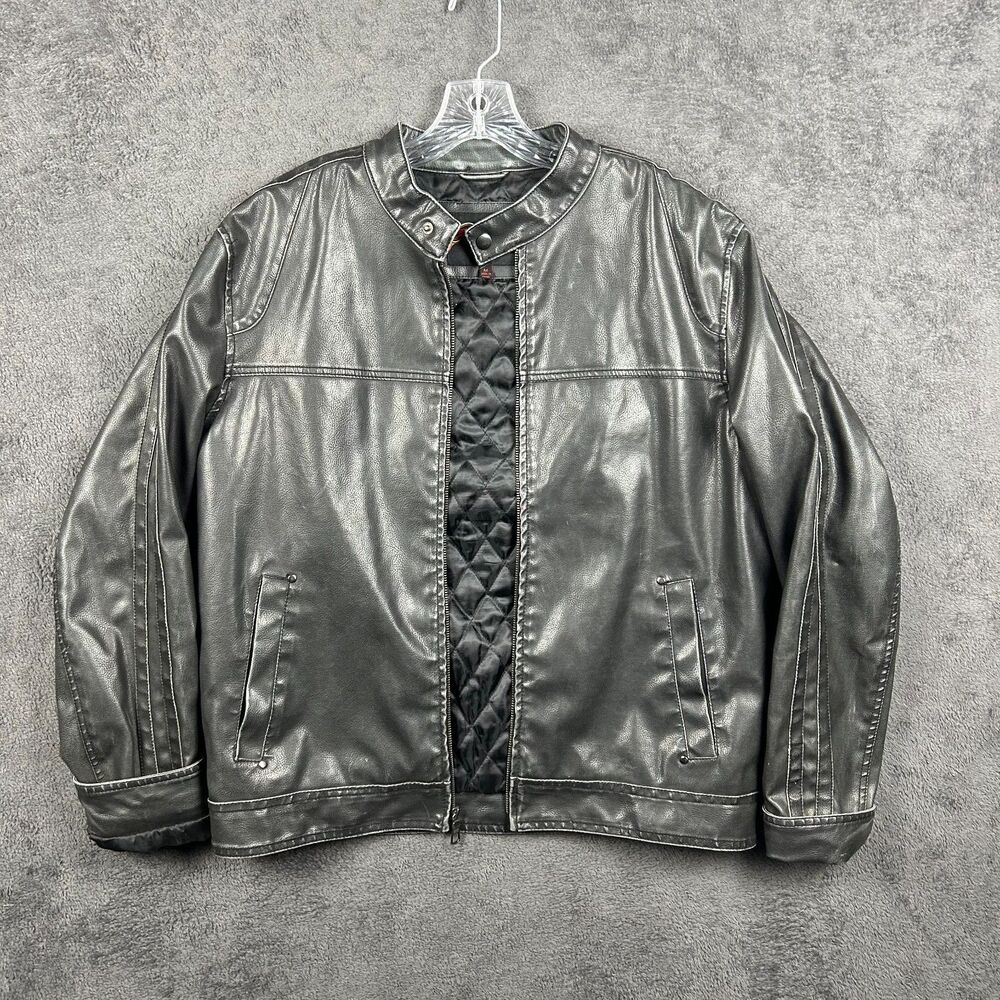 Be Ethic Men’s Black Faux Leather Jacket M Quilted Lining Vintage Moto Biker